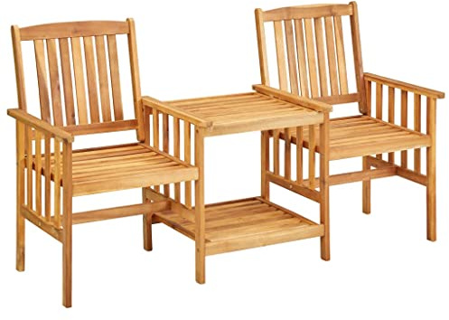 KTHLBRH Ensemble de meubles de jardin, de terrasse, de balcon, de jardin, avec table à thé, 159 x 61 x 92 cm, en bois massif d'acacia