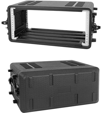 Muscab 4U Rack Amplifier Case, Pro-Audio PA DJ Flight Road Travel Mount Hard Case With Customized Foam, Ideal for Wireless Mic System Storage/Amp/Effect/Mixer, 4U, Black