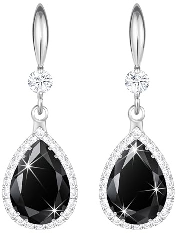Linawe Ohrringe Silber, Tropfen Ohrringe Schwarz Damen, Schmuck Set Ohringe Hängend, Kristall Diamant Diamanten Modeschmuck Moissanite Hängende Ohringe Lang