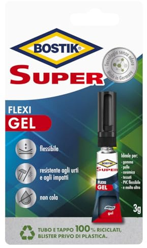 Bostik Super Flexi Gel Colla Istantanea Universale Senza Odori in Versione Gel, Adesivo Flessibile, Impermeabile, Senza Solventi, Confezione Riciclata 3g