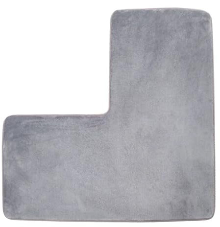 Geformte Badematte – Eck-Duschvorleger, weiches Korallen-Fleece, rutschfest, wasserabsorbierend, waschbar, für quadratische Dusche, WC, Zuhause, Spa (grau)