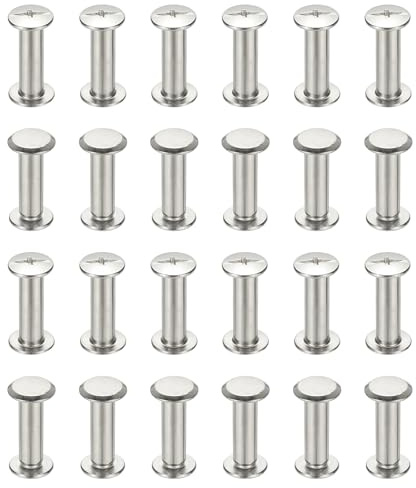 PATIKIL 24 Sets Chicago Screws, 6x20mm(DxH) Chicago Screws Phillips Binding Post Screw Bolts Leather Rivets 304 Stainless Steel Fasteners for Leather Belt Scrapbook Photo Albums, Silver