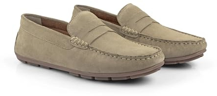 Silver Street London Bari Premium Suede Driving Loafers Shoes for Men Extra Padded Breathable Mens Casual Shoes Comfortable Moccasins Slip On Men Flats, Taupe, UK 10