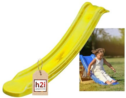h2i Kinder Rutsche | Kinderrutsche für Garten | Anbaurutsche Outdoor | Gartenrutsche für Spielturm & Klettergerüst | stabile & wetterfeste Rutsche | Gelb