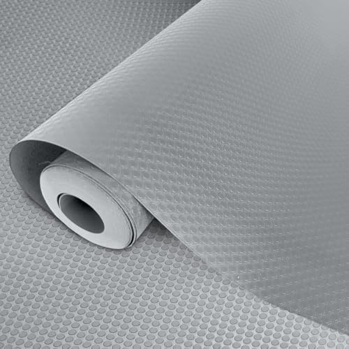 45 X 500cm Protector Cajones Cocina EVA Plastico, Alfombras Non Adhesivo para Nevera Mueble Estante Organizador, Antiincrustante Resistente al Agua y Antideslizante Alfombrilla para Cajones, Gris