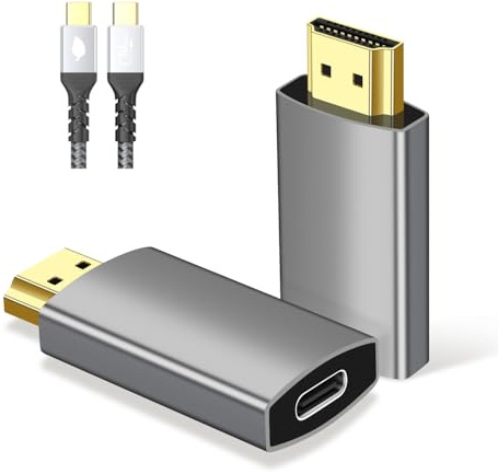 USB C Female to HDMI Male Adapter with USB-C Video Cable, 4K@60Hz UniDirectional USB Type C Source to HDMI 2.0 Display Converter Thunderbolt 3/4 to HDM-I for i-/Phone 17 MacBok Pro, Galaxy - 1 Pack