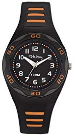 Tekday 653491 - Reloj analógico de Cuarzo para niño, Correa de plástico Color Negro