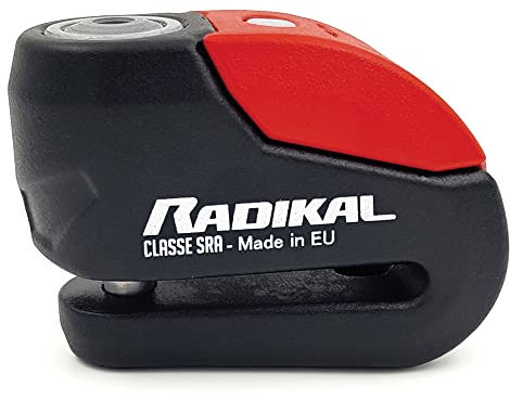 RADIKAL RK10 Zugelassenes Motorrad Bremsscheibenschloss mit Alarm, Gehärteter Hi-Tech Stahl, Doppelverriegelung SEK DISCTECH, Hochwertiges Alarmsystem mit Warnung Optionale Aktivierung, LED-Licht 10mm