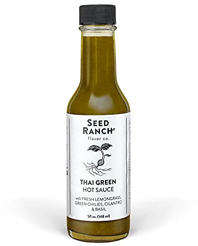 Seed Ranch Thai Green Hot Sauce, 5 Oz. - Mild-Medium Heat - Lemongrass, Green Chilies, Cilantro & Basil, Organic Gourmet Hot Sauce - Vegan, Non-GMO, Gluten-Free - Proteins, Rice Bowls, Salad Dressing