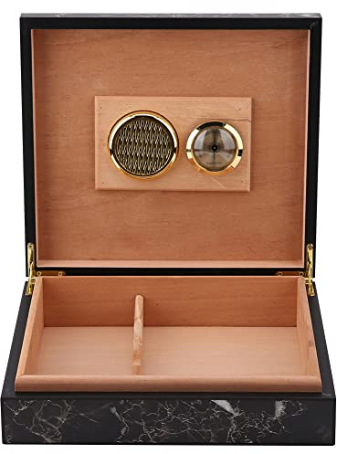 Garosa Cigarr Humidor Trä Vintage Mini Bärbar Humidor Cigarrlåda Trä Cigarrbehållare Cigarrer Förvaringslåda Tätningslåda Designförpackning rymmer 25-50 Cigarraskar Presentuppsättning (marmor)