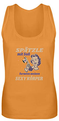 Spätzle avec sauce – Proverbes souabes – Cadeaux de souabe – Débardeur pour femme, Orange, XL