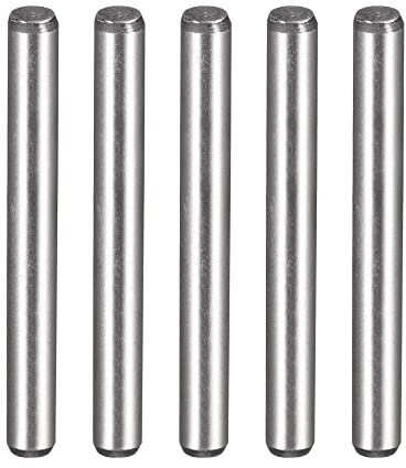 sourcing map 1/8-Inch x 1-1/4-Inch Dowel Pins, Heat Treated Alloy Steel for Extra Hardness, Bright Finish and Accurate Alignment 5pcs