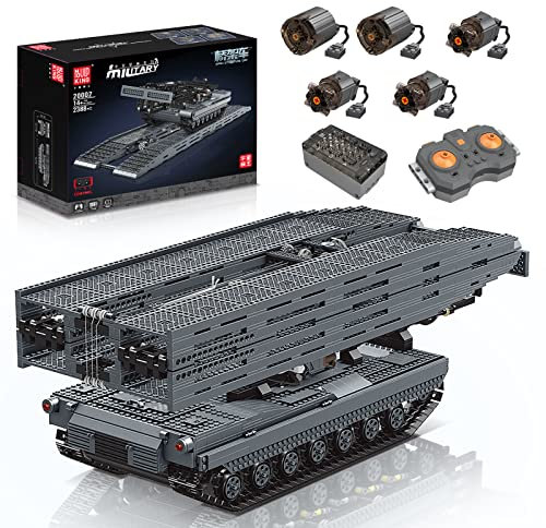 Mould King 20002 MOC Technik Panzer Ferngesteuert Technik Transporter Tank, 2388 Teile Militär Panzer mit Motoren Bauset Panzerbrücken-Errichtungsfahrzeug Technologie Klemmbausteine Bausatz