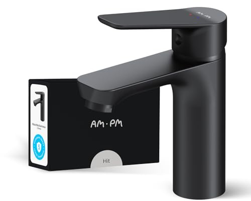 Waschtischarmatur Schwarz Matt - Wasserhahn Bad Mischbatterie - Waschtischmischer Kurzer Auslauf Höhe 100mm - Einhebel-Waschbeckenarmatur Einhandmischer - Badarmatur Waschbecken - AM.PM Hit FTA02222