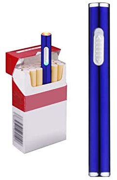 KUGUAN Briquet USB fin électrique rechargeable coupe-vent sans flamme portable (bleu)