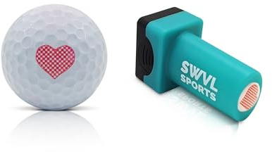 SWVL Sports Large Golf Ball Stamp Markers, Japanese Inks, Cool Design Stampers (Heart)
