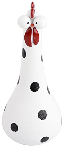 Bordstract Statua di Pollo, Pollo a collo Lungo Realizzato a Mano, Occhio Grande, Decorazione di Pollo Sciocco, Microlandschaft, Per La Casa, Giardino All'aperto, Cortile, Cortile(Bianco)