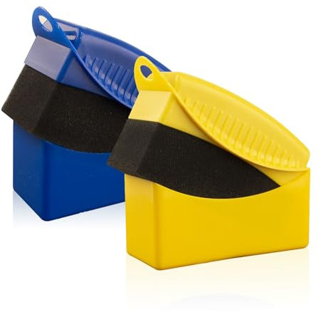 Lot de 2 Brosses à Éponge pour Pneus - Bloc de Nettoyage de Voiture, Brosse Incurvée avec Couvercle - Outil de Nettoyage pour Pneus et Voiture