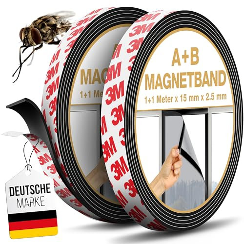 MYMIND® Magnetic Tape A+B Self-Adhesive [Extra Strong] for Fly Screen & Curtains with 3M Adhesive - Very Strong Magnetic Tape for Maximum Adhesion - Magnetic Tape