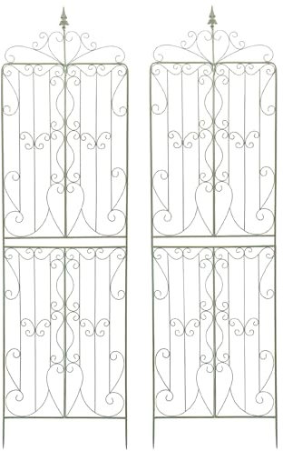 Traliccio da giardino in metallo per piante rampicanti confezione da 2 tralicci verdi rustici alti 235 cm per cetrioli di viti di rosa da esterno e supporto decorativo per aiuole e giardino in serra