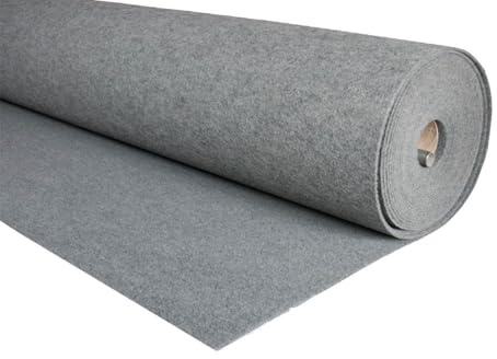 Moqueta fieltro para el Suelo Resistente - Moqueta por Metros Barata Aislante y Protectora - Losetas Moqueta - Moqueta Suelo Casa Garaje o Jardín - Baldosas de Moqueta | 200cm de ancho - color gris