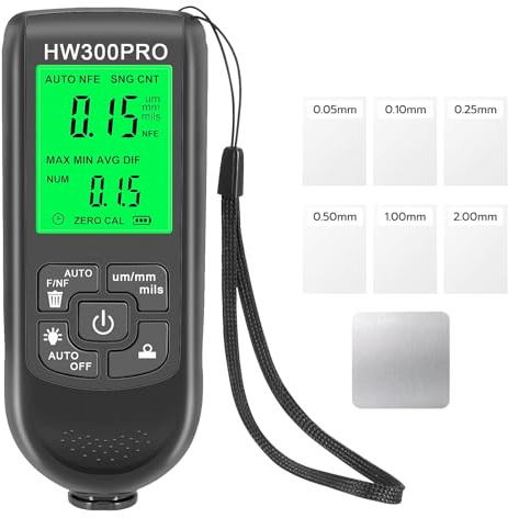 7JI Spessimetro Vernice Digitale, Spessometro per rivestimenti automobilistici 0-2000um, con display LCD, risoluzione ultra-precisa 1um, misura del rivestimento FE/NFE
