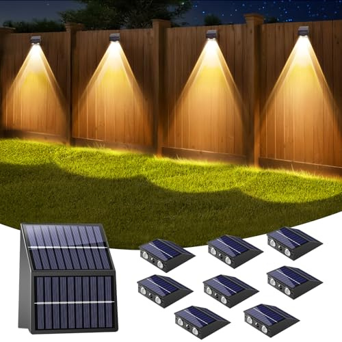 artcool Solar Fence Lights Outdoor with Dual Panels – Fence Light Solar Powered Weatherproof LED Solar Lights Outdoor for Yard,Patio,Wall,Steps-Stable Charging for All Seasons(8 Pack)