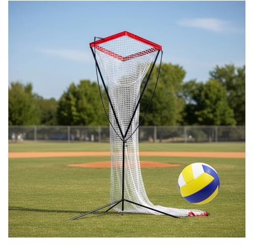 Set di Rete da pallavolo for Giardino, Rete da Rimbalzo for pallavolo, Borsa for Il Trasporto/Design con Coulisse, Allenamento Multi-Persona di Lacrosse, Baseball e Football(Red)
