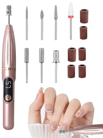 Qutalmi Ponceuse à Ongles Électrique | Set de Manucure avec Polisseuse 15000 Tours par Minute - Machine à Percer et Polir les Ongles | pour Usage Domestique, Spa, Salon, Voyage Quotidien, Camping,