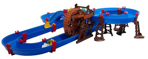 AquaPlay WaterWheel – Hidrocarril de Dos Pisos, Gran Rueda hidráulica con manivela, tobogán de Agua Largo, Botes con Figuras de Animales, Juguete acuático para Exteriores, para niños a Partir de 3