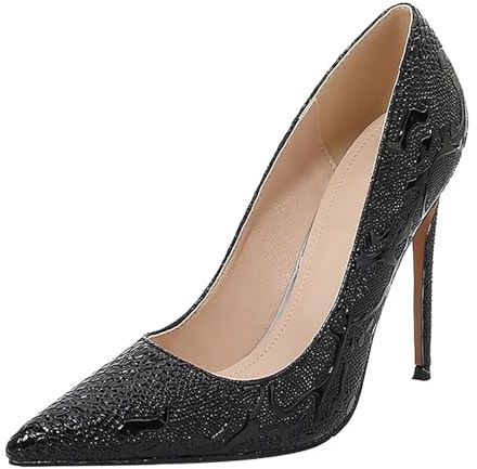Lackpumps svarta kvinnor, sexiga höga klackar för kvinnor stilett eleganta avslappnade arbetsskor affärskvällsskor PU-läder högklackade skor latin dansskor barfota sommarskor med klack