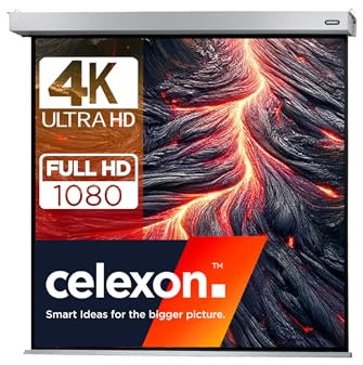 celexon Professional Plus Motor-Leinwand 110 | 200x200 cm 1:1 | elektrische 4K,Full-HD Präsentations-Leinwand für Ihren Heimkinobeamer | zur Decken-/ Wand-Montage | mit Fernbedienung