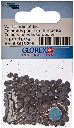 GLOREX 6 8613 206 - Wachsfarbe türkis, in Pastillenform, 5 g, hochkonzentrierte Qualität, zum Färben von Kerzenwachs und Kerzengel bei der Kerzenherstellung
