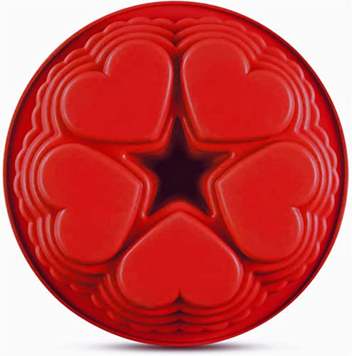 FantasyDay® Stampo in Silicone per Torte/Tortiera Forma di Cuore, 24.5 cm Muffa da Forno per Biscotti, Cioccolato, Tortini, Cioccolato, Torte, Dolci, Muffin, Pudding - Antiaderente & Termoresistente