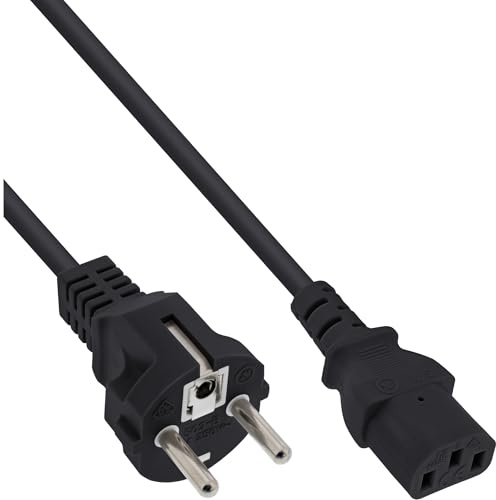InLine 16651H strömkabel, skyddskontakt rak till kall enhetskontakt C13, 0,5 m, svart
