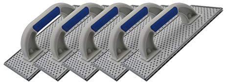 DEWEPRO® Lot de 5 blocs à poncer - Planche à poncer en WDVS, béton cellulaire et polystyrène - Planche à râper - Truelle avec plaque en acier galvanisé - 270x130mm - Planche à niveler