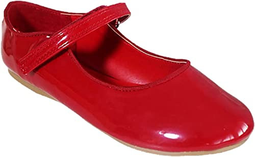 Topzilly Kids Girls Childrens Infant Red Patent Ballet Princess Pumps Mary Jane Bridesmaids Wedding Party Strap Shoes Size UK 4-12 (4 UK Child)