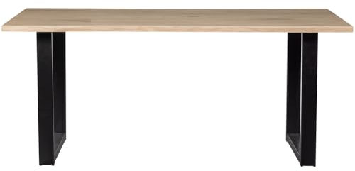 WOOOD Tablo Baumstamm Esstisch 180x90 cm - Küchentisch aus Eichenholz mit U-Tischbeine aus Metall Esszimmertisch für 6 Personen 75x180x90 cm