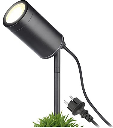 lambado® Premium LED Gartenstrahler mit Erdspieß inkl. 5W GU10 warmweiss - Schwarze Gartenleuchte wasserfest IP67 für außen, schwenkbar inkl. 1,5m Kabel mit Stecker