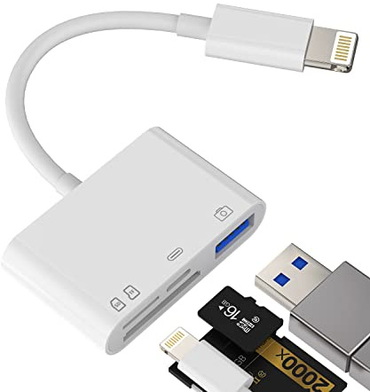 SD Card Reader for Iphone 14 Lightning to USB Micro TF Charger Cable Dongle OTG Adapter Flash Drive Apple Camera Memory Viewer Stick Mouse Keyboard Cord Accessories Photo Compact Photography Converter