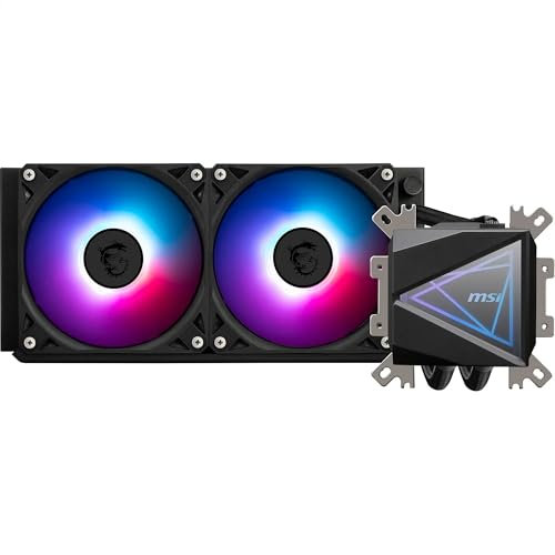 MSI MAG CORELIQUID I240 AIO CPU Wasserkühlung - Vergrößerte Kupferkühlplatte, ARGB & LDB Lüfter, Zweikammer-Wasserblock, Split-Flow Radiator, unterstützt Intel & AMD Sockel