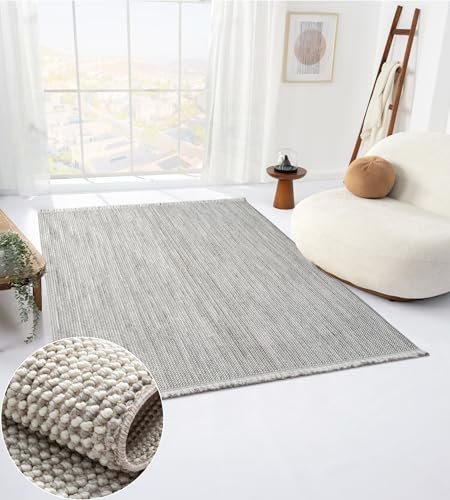MY-RUG Sisalteppich rechteckig Grau, 230 x 160 cm - Modernes Design für das Schlafzimmer, Flur und die Küche - Großer flach gewebter Sisal Teppich Divya