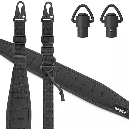 OneTigris 2 Point Rifle Sling, Sling Strap 1 inch wide Sling with interchangeable HK style snap hooks, adjustable length from 56 - 70