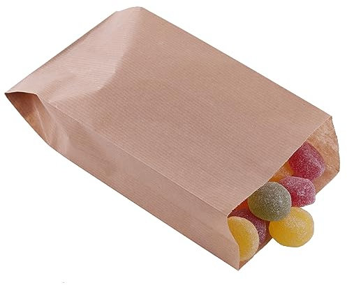 DIY-24H | 5 Größen wählbar | Papiertüten Farbe Braun, Geschenktüten aus Papier, Kleine Tüten für Süßigkeiten, Kraftpapiertüten, Plätzchentüten, Brottüten, Brötchentüten (120x210x45mm, 250 Stück)