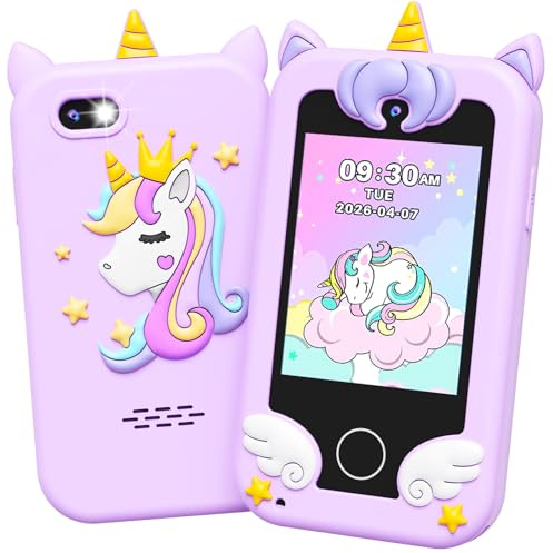UCIDCI Kids Smart Phone Toys for Girls Ages 3-7 with Dual Camera - Phone Toys with Learning Games, Travel Toys with MP3 Music Player for Christmas Birthday Gifts for 3 4 5 6 7 Year Old Boys