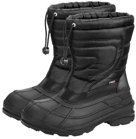 NEO TOOLS Scarpe antinfortunistiche uomo invernali taglia 41-46 scarpe invernali senza lacci suola antiscivolo impermeabile isolate scarpe da lavoro invernali uomo stivali, Nero , 46 EU
