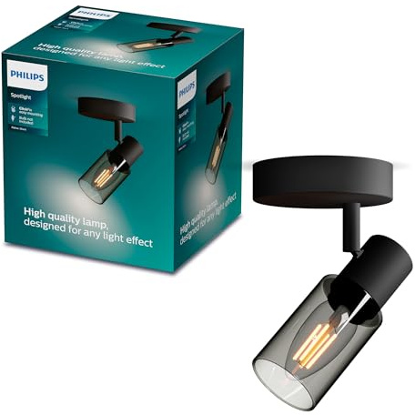 Philips Palms - Foco LED decorativo (1 luz), bombilla E14 no incluida, Negro, IP20