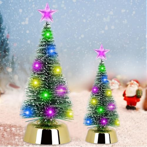 2 pezzi albero di Natale artificiale, albero di Natale artificiale, albero di Natale a LED, decorazione natalizia da tavolo, mini albero di Natale (19 cm + 25 cm)