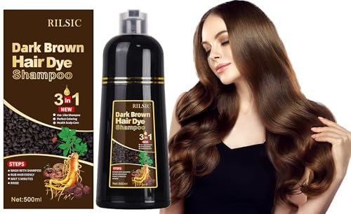 Dunkle Kaffeefarbe Hair Dye Shampoo 3in1, Haarfärbeshampoo für graues Haar Sofort-Haarfarben-Shampoo, Hair Color, Haarfarbe Haarshampoos, Hair Color farbshampoo für Männer und Frauen (500ML)