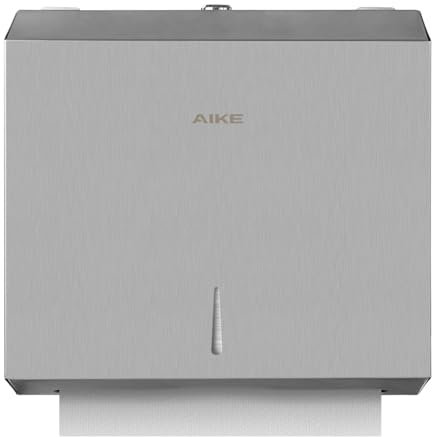 AIKE Acero Inoxidable Dispensador Papel Secamanos 250 Hojas Pared,para H2 & Z-Fold Papel Plegado de Tamaño 27 X 10 cm o Inferior Dispensador Papel Manos
